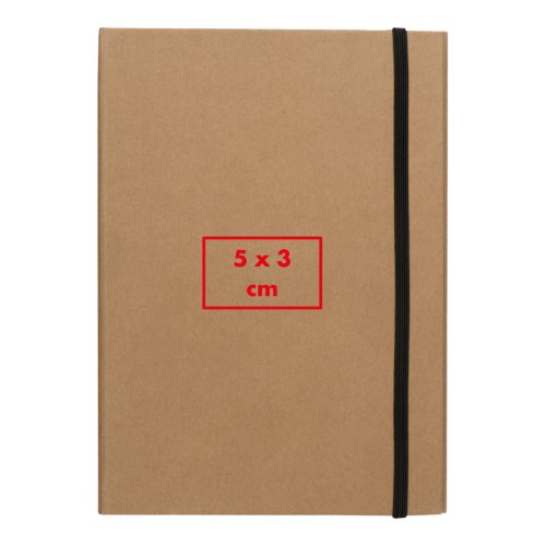 Brown writing folder with elastic band closure.