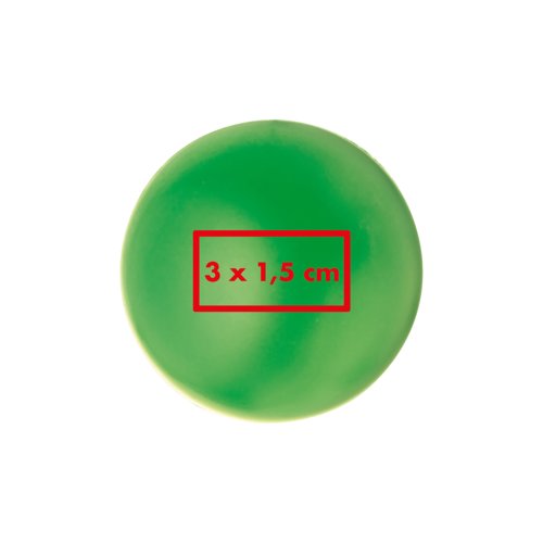 Green rubber anti-stress ball for squeezing.