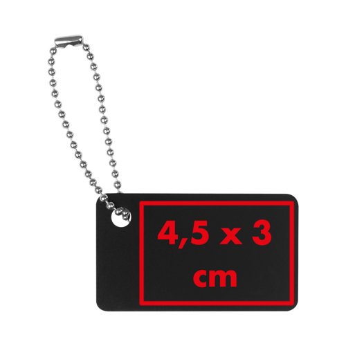 Metal tag with chain.