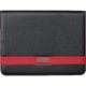 Black faux leather writing folder with red accent.