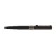 Black rollerball pen with metal accents and clip.