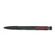 Black plastic ballpoint pen with push button and soft grip.