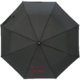 Black folding umbrella with manual opening mechanism.