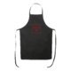 Black cotton apron with neck strap and long ties.