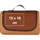 Brown fleece picnic blanket with carrying handle.
