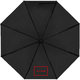 Black RPET pocket umbrella with cover and comfortable handle.